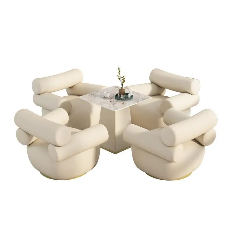 Nordic sales department, one table and four chairs, leather art hospitality sofa, milk
Nordic sales department, one table and four chairs, leather art hospitality sofa, milk