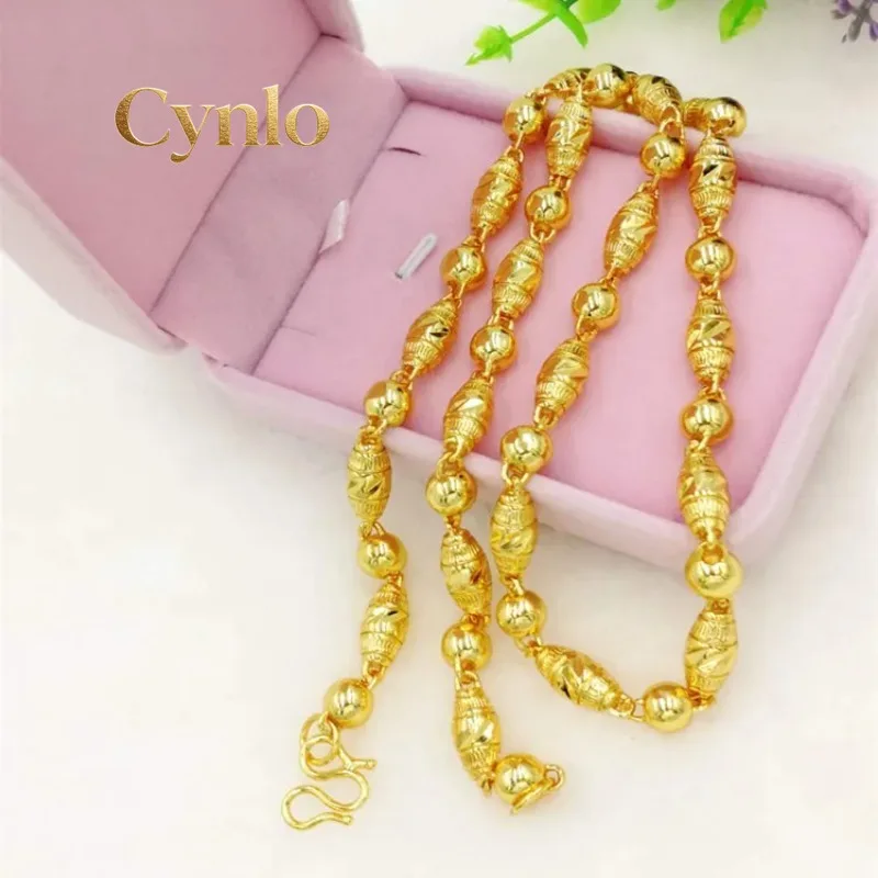 Cynlo Jewelry Olive & Round Bead Necklace Men's AU999 24K Gold - Exquisite polishing, fine craft, comfortable, a stylish accesso
Cynlo Jewelry Olive & Round Bead Necklace Men's AU999 24K Gold - Exquisite polishing, fine craft, comfortable, a stylish accesso