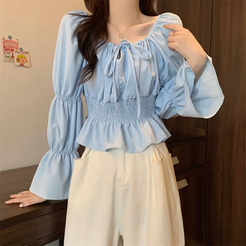 Gagarich Bubble Sleeve Shirt New Design Sense Niche Temperament Gentle Collarbone Style Waist Cinching Versatile Ruffle Edge Top 
Gagarich Bubble Sleeve Shirt New Design Sense Niche Temperament Gentle Collarbone Style Waist Cinching Versatile Ruffle Edge Top