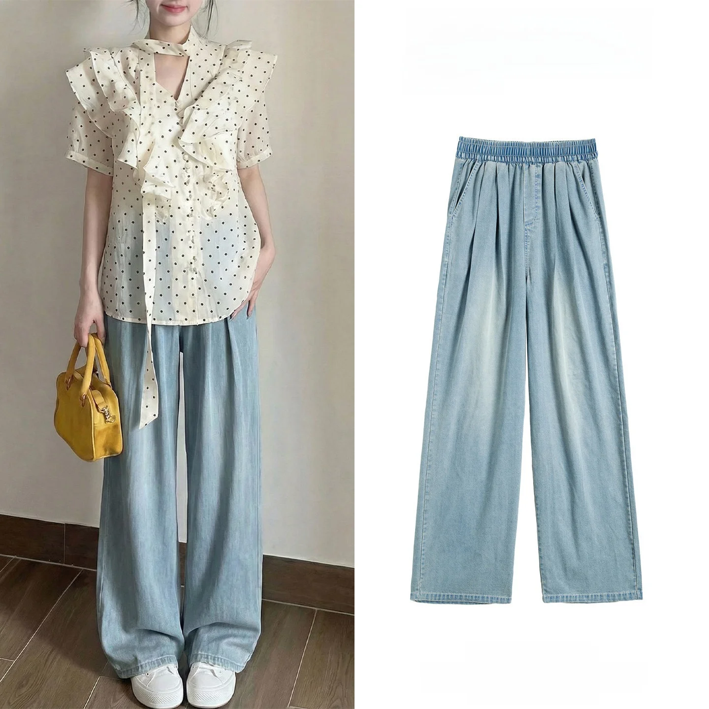 Women's Summer New Loose Drapey Small Size Slim Straight Ice Silk Wide Leg Jeans High Waist Straight Cut Non-Stretch Denim
Women's Summer New Loose Drapey Small Size Slim Straight Ice Silk Wide Leg Jeans High Waist Straight Cut Non-Stretch Denim