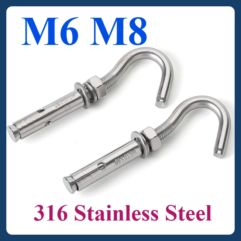 M6 M8 1/2pcs Concrete Wall Expansion Hook 316 Stainless Steel Heavy Duty Screw Hook Bolt
M6 M8 1/2pcs Concrete Wall Expansion Hook 316 Stainless Steel Heavy Duty Screw Hook Bolt