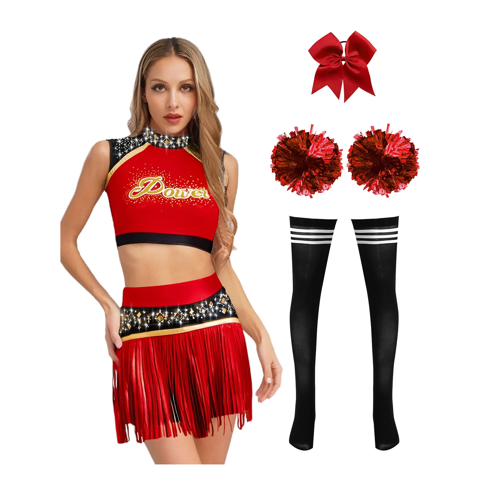 Women Party Raves Halloween Cheerleading Cheering Team Cosplay Dance Performance Costume Mini Top with Shorts Skirt Dance Suits
Women Party Raves Halloween Cheerleading Cheering Team Cosplay Dance Performance Costume Mini Top with Shorts Skirt Dance Suits