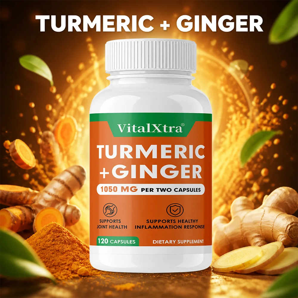 Turmeric Ginger Capsules with Black Pepper, High Absorption Supplement, Supports Joint, Digestive, Immune & Antioxidant Health
Turmeric Ginger Capsules with Black Pepper, High Absorption Supplement, Supports Joint, Digestive, Immune & Antioxidant Health