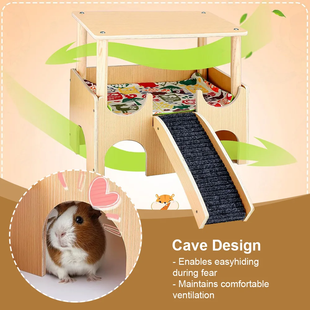 2-Tier Guinea Pig Hideout Wooden Guinea Pigs House with Stairs Habitat Hut for Hamsters Bunny Chinchillas Playing Hiding
2-Tier Guinea Pig Hideout Wooden Guinea Pigs House with Stairs Habitat Hut for Hamsters Bunny Chinchillas Playing Hiding