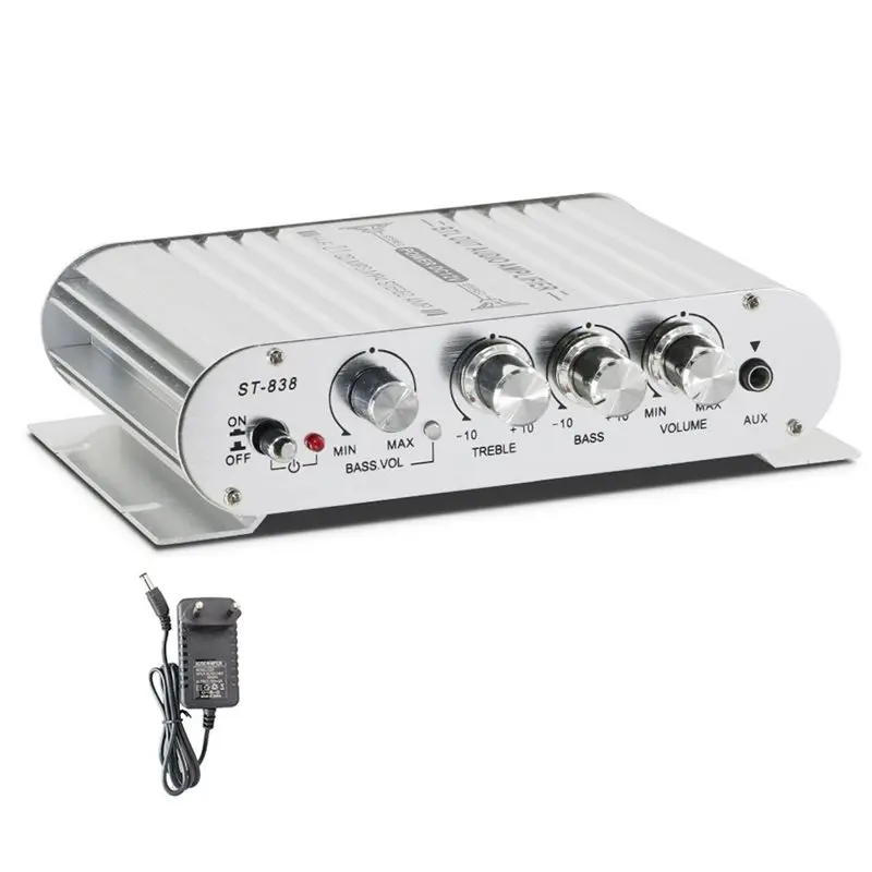 A99E-ST-838 Hi-Fi 2.1-канальный усилитель мощности, стереоусилитель басов, RMS 20Втx2+40Вт, класс D, медиаплеер MP3, автомобильный/домашний усилитель, EU
A99E-ST-838 Hi-Fi 2.1-канальный усилитель мощности, стереоусилитель басов, RMS 20Втx2+40Вт, класс D, медиаплеер MP3, автомобильный/домашний усилитель, EU