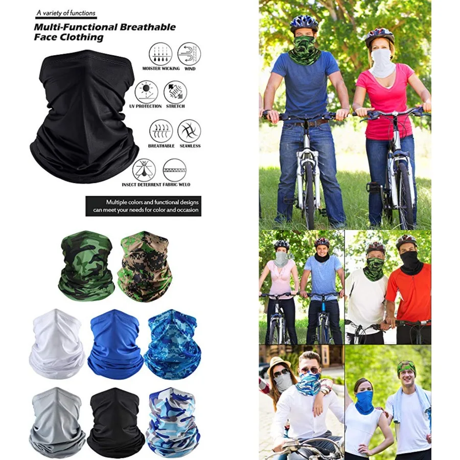 Summer Neck Gaiter Mask Windproof Scarf UV Protection Balaclava Bandanas Breathable Outdoor for Men Women,8 Pack,Black, Grey, Blue, White, Camo Colors
Summer Neck Gaiter Mask Windproof Scarf UV Protection Balaclava Bandanas Breathable Outdoor for Men Women,8 Pack,Black, Grey, Blue, White, Camo Colors