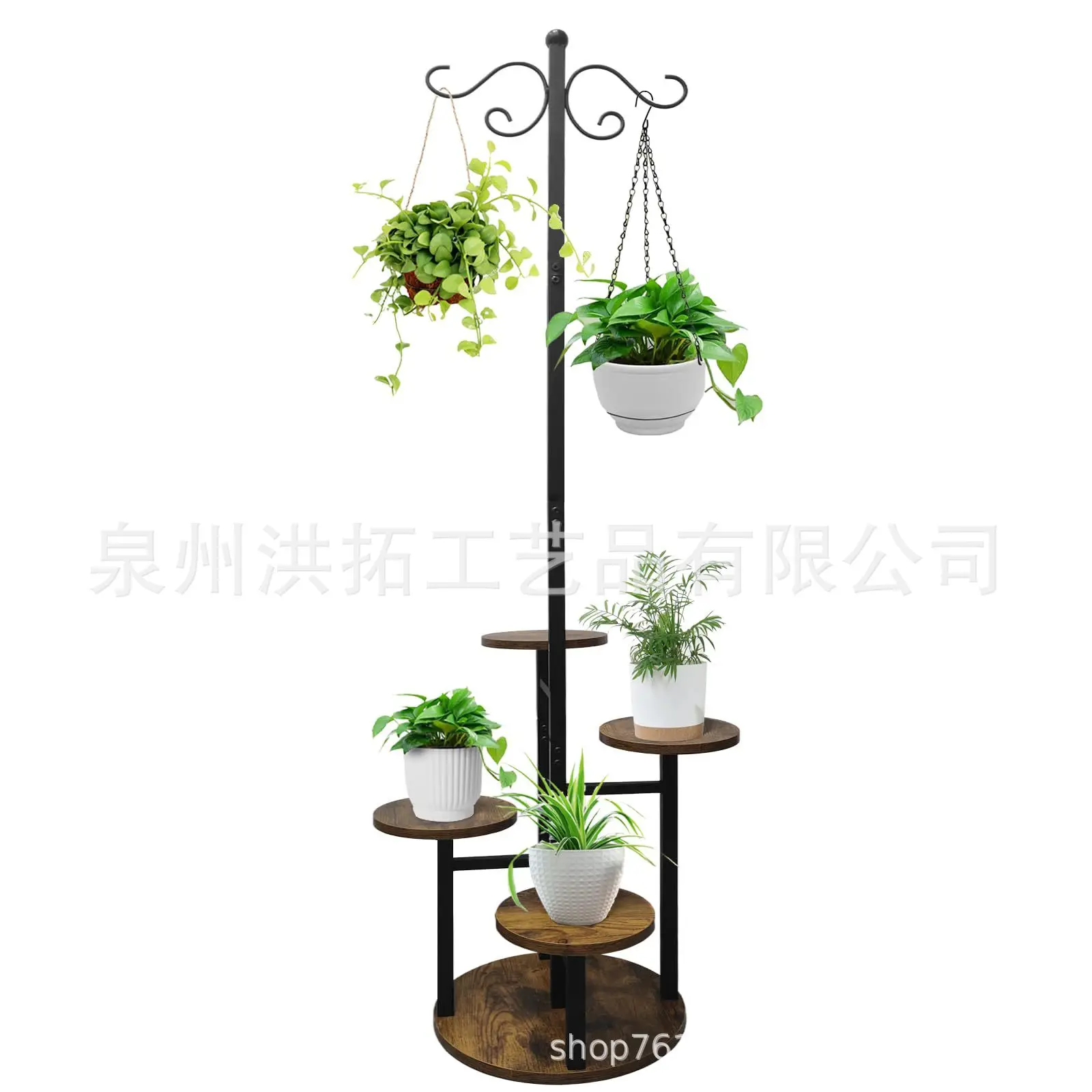 Wrought iron flower pot frame with suspension rod Multi-layer indoor hanging plant bracket Iron wood combined plant bracket
Wrought iron flower pot frame with suspension rod Multi-layer indoor hanging plant bracket Iron wood combined plant bracket
