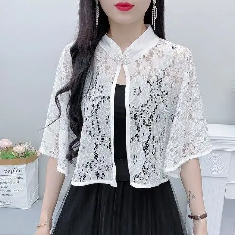 Women Short Sleeve Crochet Shrugs Hollow Out Lace Open Front Cropped Summer Cardigan Sunscreen Jacket One Button Thin Coat A479
Women Short Sleeve Crochet Shrugs Hollow Out Lace Open Front Cropped Summer Cardigan Sunscreen Jacket One Button Thin Coat A479