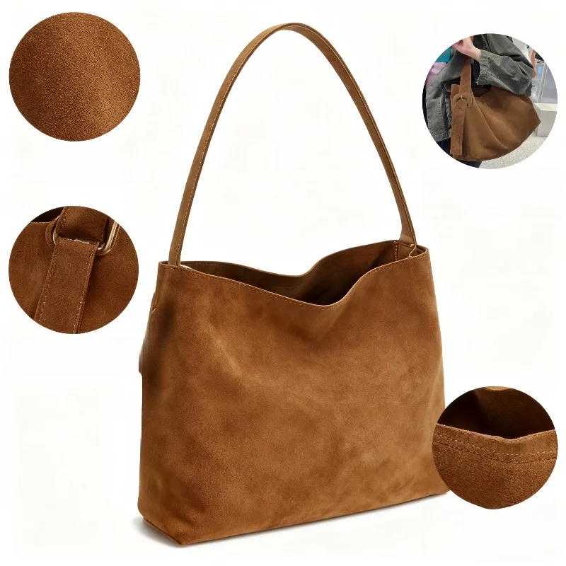 Vintage Suede Hobo Bag Large Capacity Top-Handle Tote Women's Casual Shoulder Bag for Daily Wear
Vintage Suede Hobo Bag Large Capacity Top-Handle Tote Women's Casual Shoulder Bag for Daily Wear