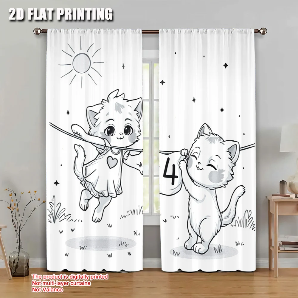 2pcs 2D flat printing Curtains Cute Cats Clothesline Durable Polyester Without Electricity Family Party Decoration Use for Home
2pcs 2D flat printing Curtains Cute Cats Clothesline Durable Polyester Without Electricity Family Party Decoration Use for Home