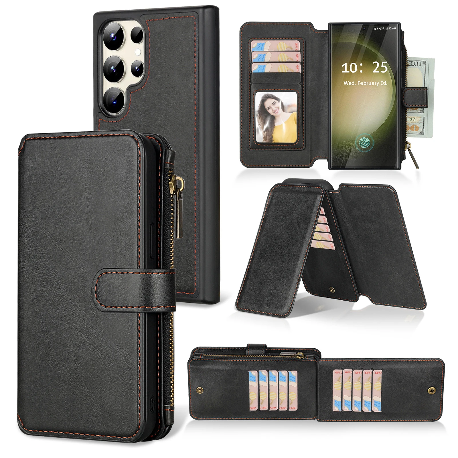 for Samsung Galaxy S26/S26 Plus/S26 Ultra Wallet Case Magnetic Detachable Flip Cover Card Holder Zipper Strap
for Samsung Galaxy S26/S26 Plus/S26 Ultra Wallet Case Magnetic Detachable Flip Cover Card Holder Zipper Strap