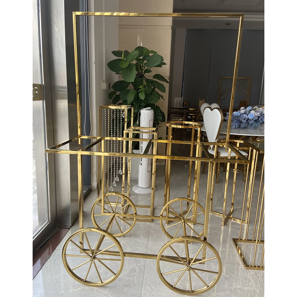 Hot Sale Wedding Metal Sweet Candy Cart Flower Display Candy Gold Cart With Wheels
Hot Sale Wedding Metal Sweet Candy Cart Flower Display Candy Gold Cart With Wheels