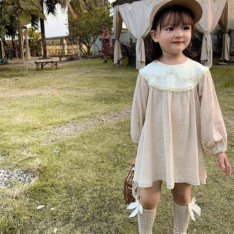 Toddler Girls Retro Dress Spring Autumn Cotton Lace Spliced Children Girls Vestidos Loose Long Sleeve Jacquared Babys Girl Dress
Toddler Girls Retro Dress Spring Autumn Cotton Lace Spliced Children Girls Vestidos Loose Long Sleeve Jacquared Babys Girl Dress