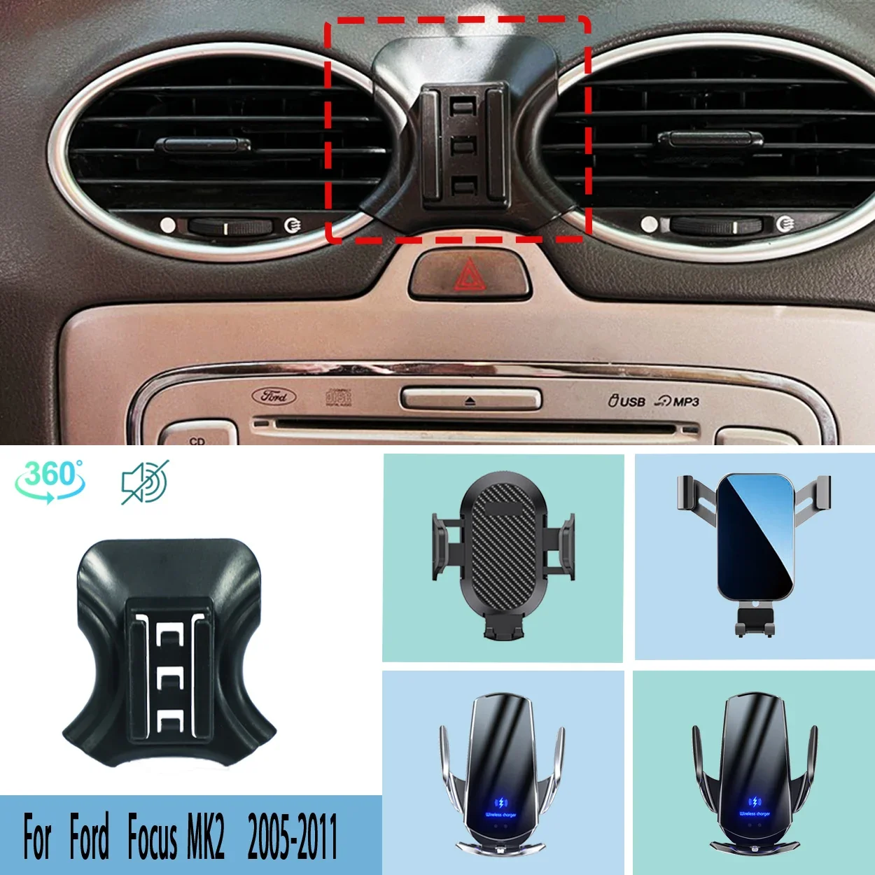 Car Phone Holder For Ford Focus MK2 2005 2006 2007 2008 2009-2011 Mobile Phone Support Car Mounts Wireless Charging Accessories
Car Phone Holder For Ford Focus MK2 2005 2006 2007 2008 2009-2011 Mobile Phone Support Car Mounts Wireless Charging Accessories