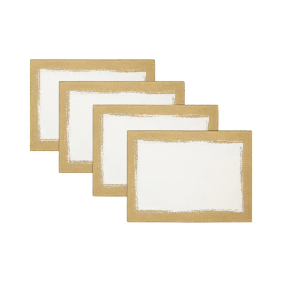 Metallic Brushstroke Modern Linen Blend Placemat Set, 14 Inches x 20 Inches, Set of 4, Ivory and Gold
Metallic Brushstroke Modern Linen Blend Placemat Set, 14 Inches x 20 Inches, Set of 4, Ivory and Gold