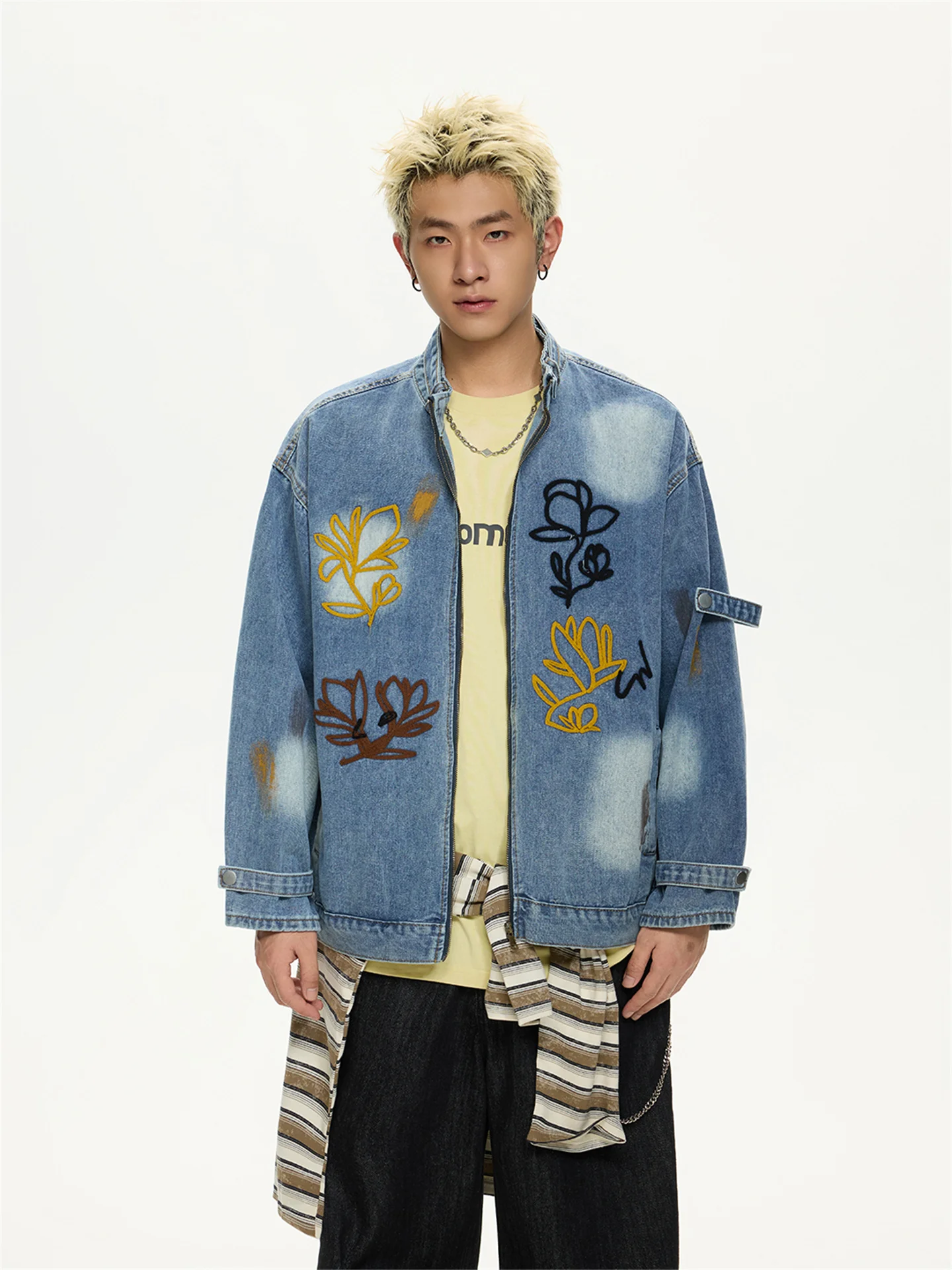 Retro American Floral Embroidery Denim Jaet Men's High Street Stand Collar Workwear Waed Couple's Jaet Loose Fit Long S...
Retro American Floral Embroidery Denim Jaet Men's High Street Stand Collar Workwear Waed Couple's Jaet Loose Fit Long S...