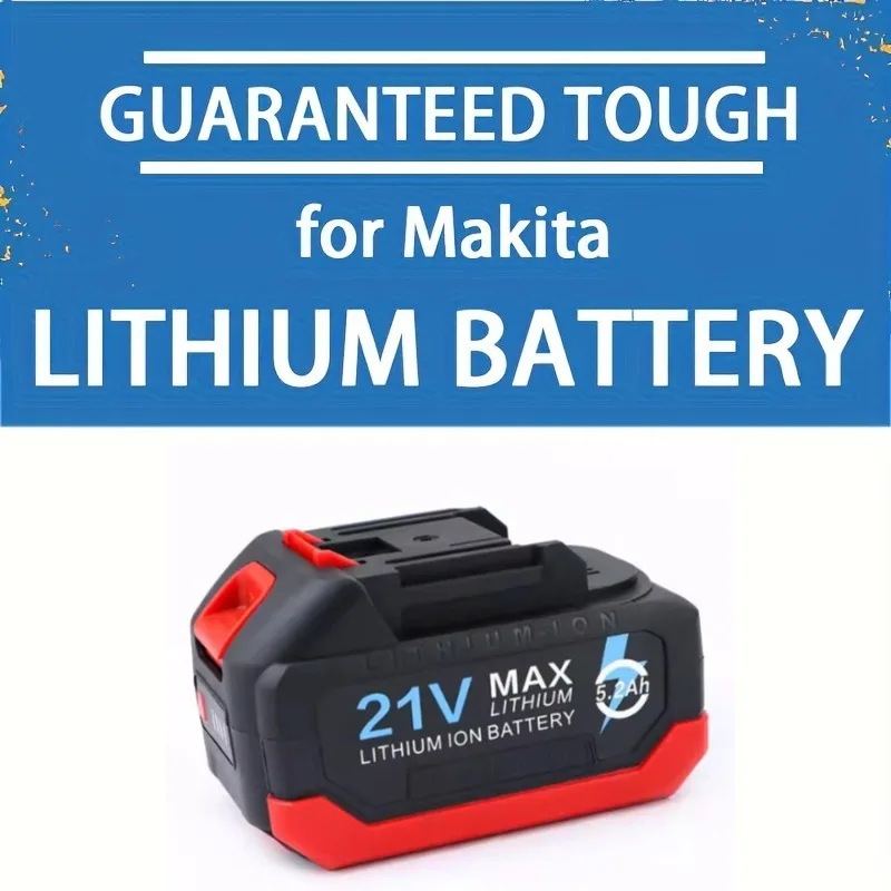 1pc/2pcs 21V 5.2Ah Lithium-Ion Rechargeable Battery, LED Indicator, Compatible with 21V Cordless Power Tools, Plastic Material
1pc/2pcs 21V 5.2Ah Lithium-Ion Rechargeable Battery, LED Indicator, Compatible with 21V Cordless Power Tools, Plastic Material