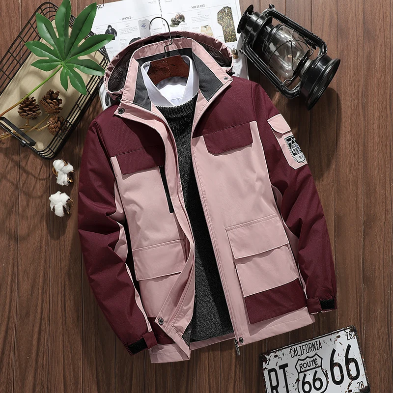 Ветрозащитная куртка, непромокаемая верхняя одежда для пешего туризма, кемпинга, рыбалки, мужская одежда большого размера, мужская повседневная утепленная теплая уличная куртка больших размеров