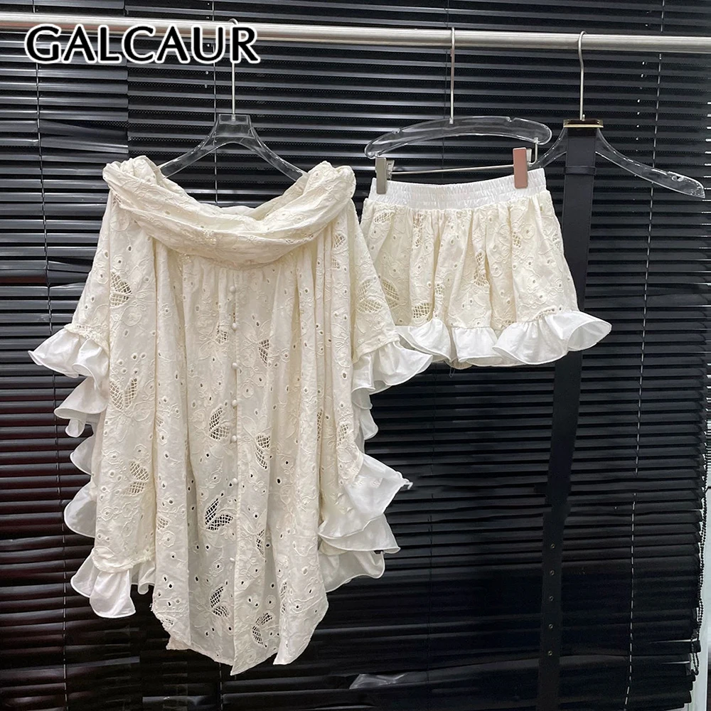 GALCAUR Slimming Spliced Hollow Out Two Piece Sets for Women Round Neck Short Sleeves Patchwork Elastic Waist Skirt Set Female
GALCAUR Slimming Spliced Hollow Out Two Piece Sets for Women Round Neck Short Sleeves Patchwork Elastic Waist Skirt Set Female