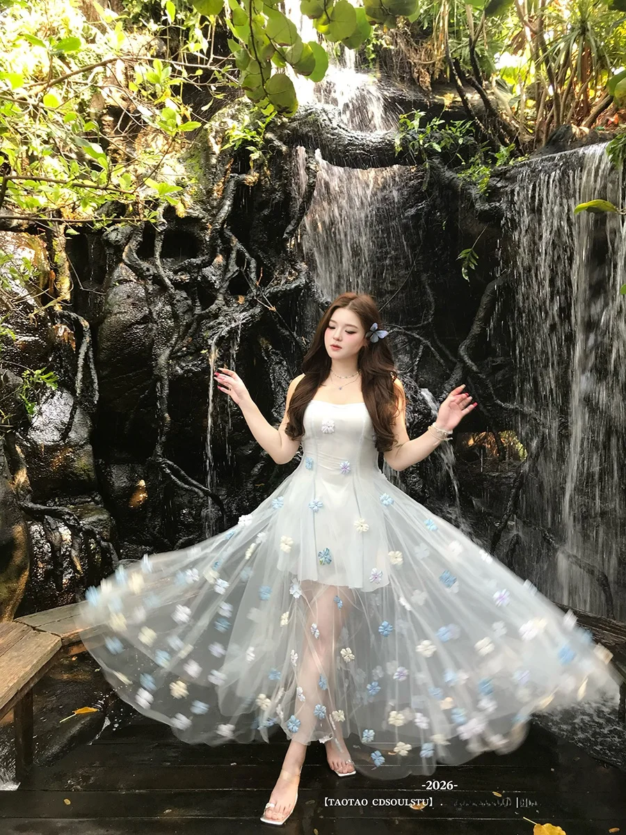 Sweet Girl Bellflower plus Size Gentle Lace 3D Flower Waist Cinching Strap Dress French Style Long Skirt No Sleeve Daily Wear
Sweet Girl Bellflower plus Size Gentle Lace 3D Flower Waist Cinching Strap Dress French Style Long Skirt No Sleeve Daily Wear