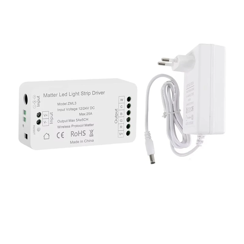 Контроллер светодиодной ленты ABVJ-Matter через Wi-Fi RGBCW Smart Led Driver работает для Homekit Smartthings Alexa Google EU Plug
Контроллер светодиодной ленты ABVJ-Matter через Wi-Fi RGBCW Smart Led Driver работает для Homekit Smartthings Alexa Google EU Plug