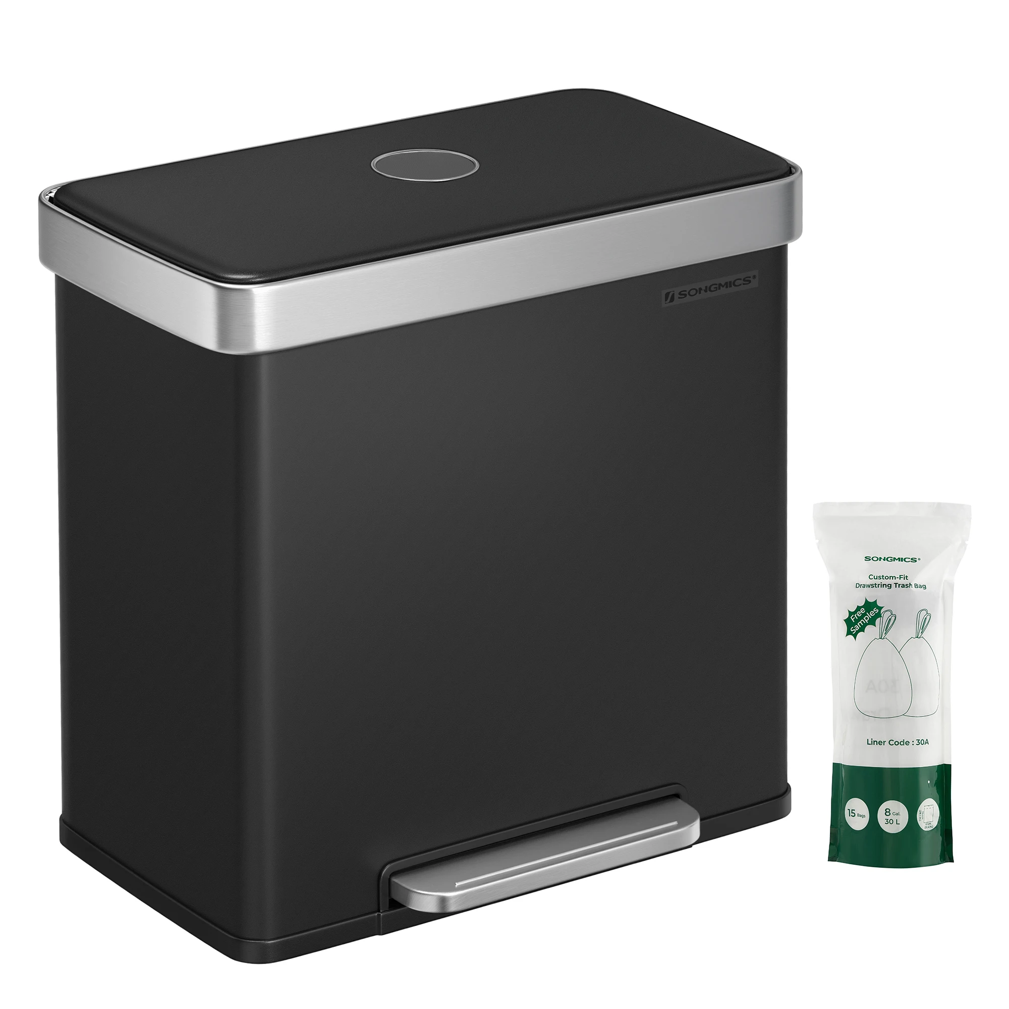 SONGMICS Kitchen Trash Can, 16 Gallon (2 x 8 Gallon) Dual Compartment Garbage Can, 60L Pedal Recycling Bin, Stay-Open Lid
SONGMICS Kitchen Trash Can, 16 Gallon (2 x 8 Gallon) Dual Compartment Garbage Can, 60L Pedal Recycling Bin, Stay-Open Lid