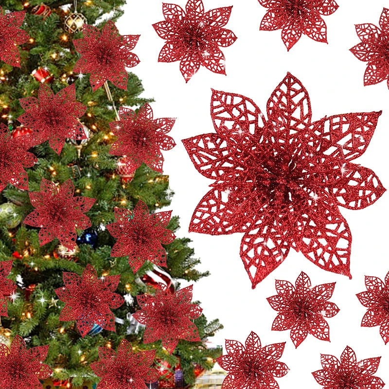 5/10pcs Glitter Artificial Christmas Flowers Christmas Tree Decoration For Home Fake Flowers Xmas Ornament New Year Party Decor
5/10pcs Glitter Artificial Christmas Flowers Christmas Tree Decoration For Home Fake Flowers Xmas Ornament New Year Party Decor