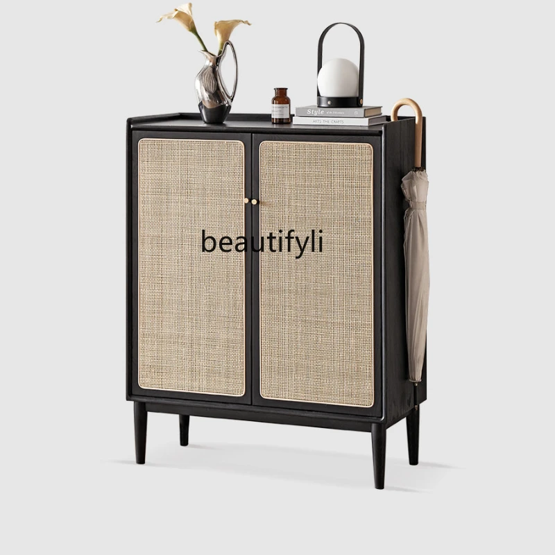 Solid Wood Shoe Cabinet Living Room Locker Home Storage Shoe Rack Black Vintage Rattan Entrance Cabinet
Solid Wood Shoe Cabinet Living Room Locker Home Storage Shoe Rack Black Vintage Rattan Entrance Cabinet