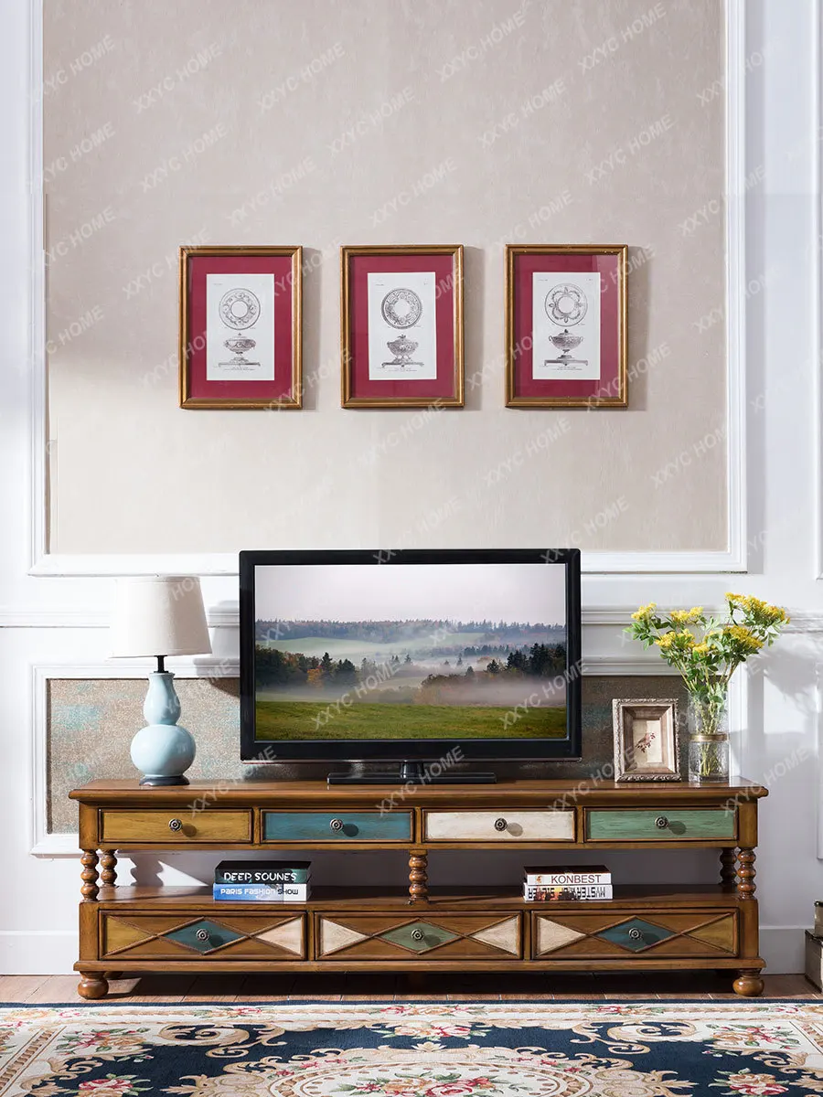 Solid Wood TV Cabinet Combination European Simple Audio-Visual Floor Cabinet Retro
Solid Wood TV Cabinet Combination European Simple Audio-Visual Floor Cabinet Retro
