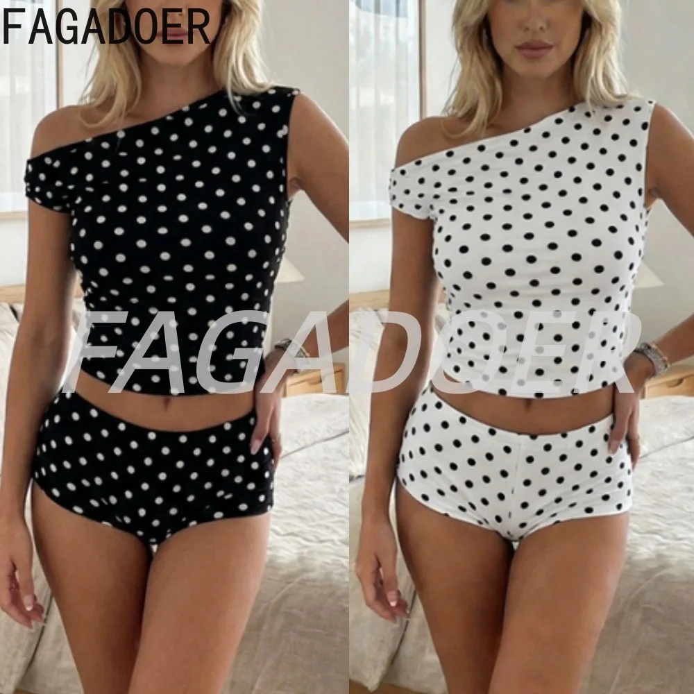 FAGADOER Casual Polka Dot Print Two Piece Sets Skew Collar Crop Tops and Bodyon Shorts Outfits Women's Suit Tracksuits Trendy
FAGADOER Casual Polka Dot Print Two Piece Sets Skew Collar Crop Tops and Bodyon Shorts Outfits Women's Suit Tracksuits Trendy