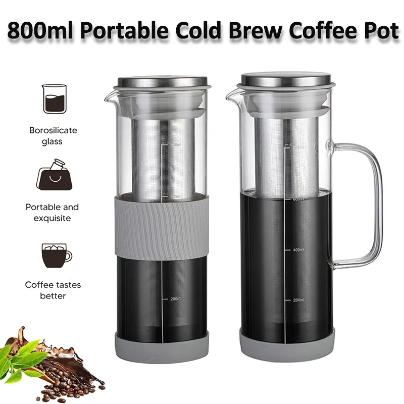 800ml Portable Cold Brew Coffee Pot Heat-resistant Borosilicate Glass Household Stainless Steel Ice Drip Filter Coffee Maker
800ml Portable Cold Brew Coffee Pot Heat-resistant Borosilicate Glass Household Stainless Steel Ice Drip Filter Coffee Maker