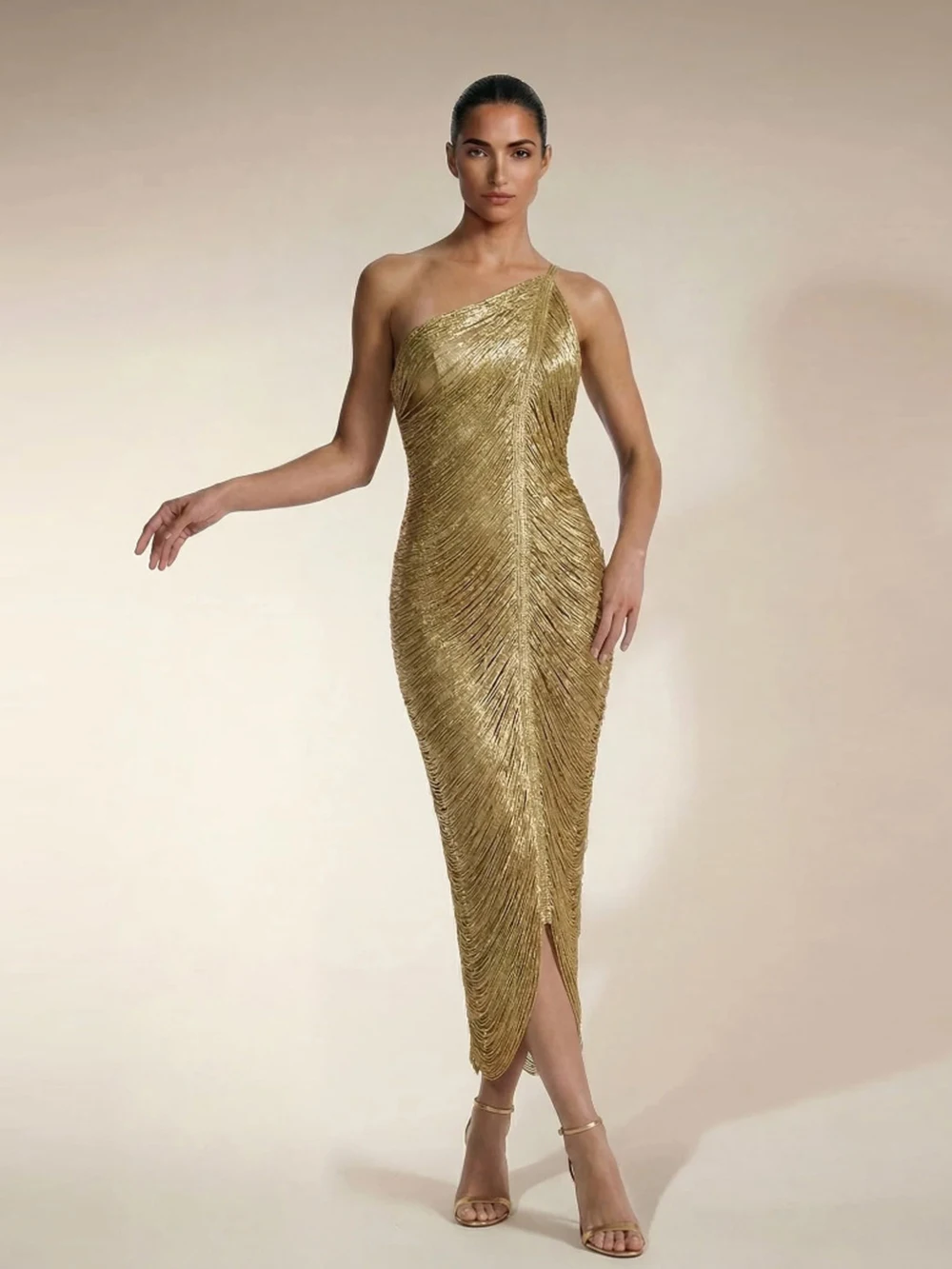 High Elasticity Knitted Bandage Skirt With Slanted Shoulder Tassel Dress Slimming And Waist Cinching Evening Party Dress
High Elasticity Knitted Bandage Skirt With Slanted Shoulder Tassel Dress Slimming And Waist Cinching Evening Party Dress