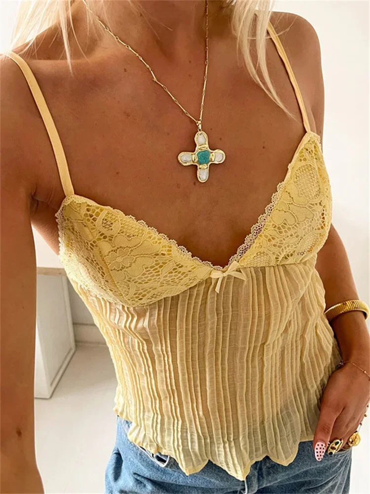 Lace Tee Bow Fashion Tank Top For Women Printed Hollow Out Spaghetti Slim Cropped Y2k Top Clothes Female See-Through Top
Lace Tee Bow Fashion Tank Top For Women Printed Hollow Out Spaghetti Slim Cropped Y2k Top Clothes Female See-Through Top
