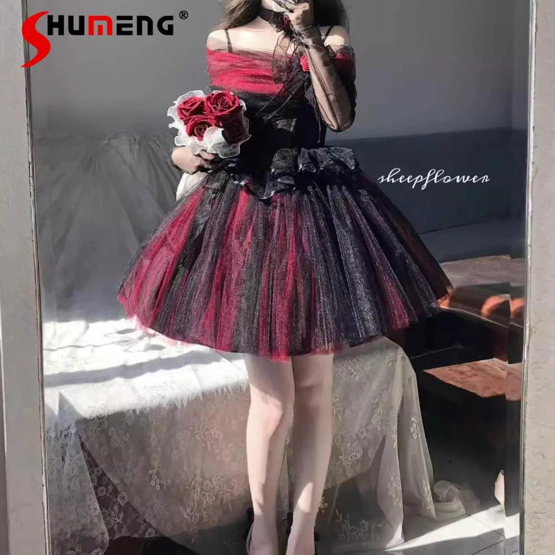 Gothic Red and Black Dress for Women Clothes New Summer Short Dress Jsk Lolita Style Long Evening Dress Party Vestidos De Mujer
Gothic Red and Black Dress for Women Clothes New Summer Short Dress Jsk Lolita Style Long Evening Dress Party Vestidos De Mujer