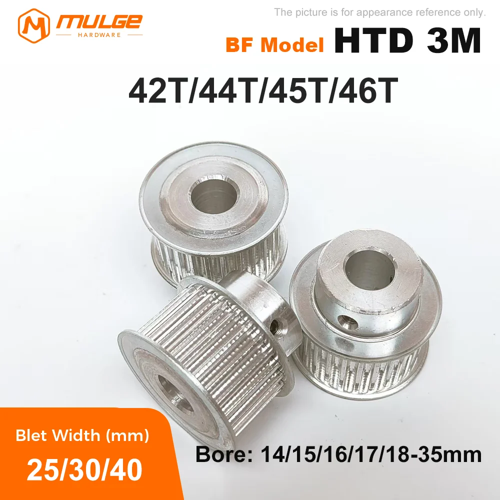 BF Type HTD 3M 42T/44T/45T/46Teeth Timing Pulley 3M Synchronous Wheel Bore 4-25mm Belt Width 10/15mm 3D printed parts
BF Type HTD 3M 42T/44T/45T/46Teeth Timing Pulley 3M Synchronous Wheel Bore 4-25mm Belt Width 10/15mm 3D printed parts