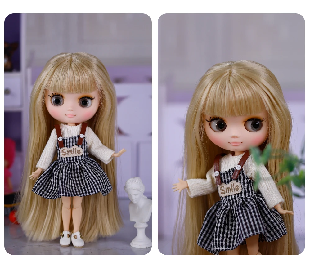 Middie Blythe Doll Gingham Smile Overall Dress 3 Middie Blythe Doll Gingham Smile Overall Dress 3