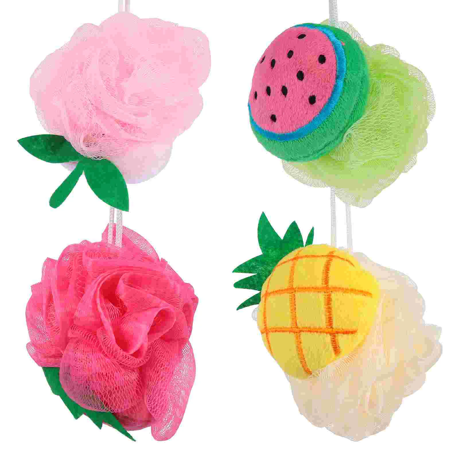 4 Pcs Fruit Shape Bath Flower Exfoliating Shower Balls Cartoon Large Soothing Mesh Plush
4 Pcs Fruit Shape Bath Flower Exfoliating Shower Balls Cartoon Large Soothing Mesh Plush
