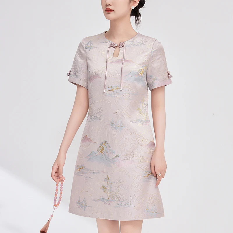 Chinese Style Women's Jacquard Dress 2024 Summer Elegant Fashion Dresses For Women Short Sleeve Vintage Woman Print Dress A-line
Chinese Style Women's Jacquard Dress 2024 Summer Elegant Fashion Dresses For Women Short Sleeve Vintage Woman Print Dress A-line