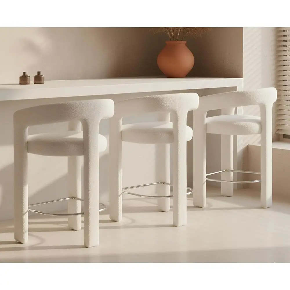 Set of 3 Counter Height Bar Stools with Open Back, Arms, and Sherpa Upholstery for Kitchen Island/Breakfast Area, White, 26 Inch
Set of 3 Counter Height Bar Stools with Open Back, Arms, and Sherpa Upholstery for Kitchen Island/Breakfast Area, White, 26 Inch