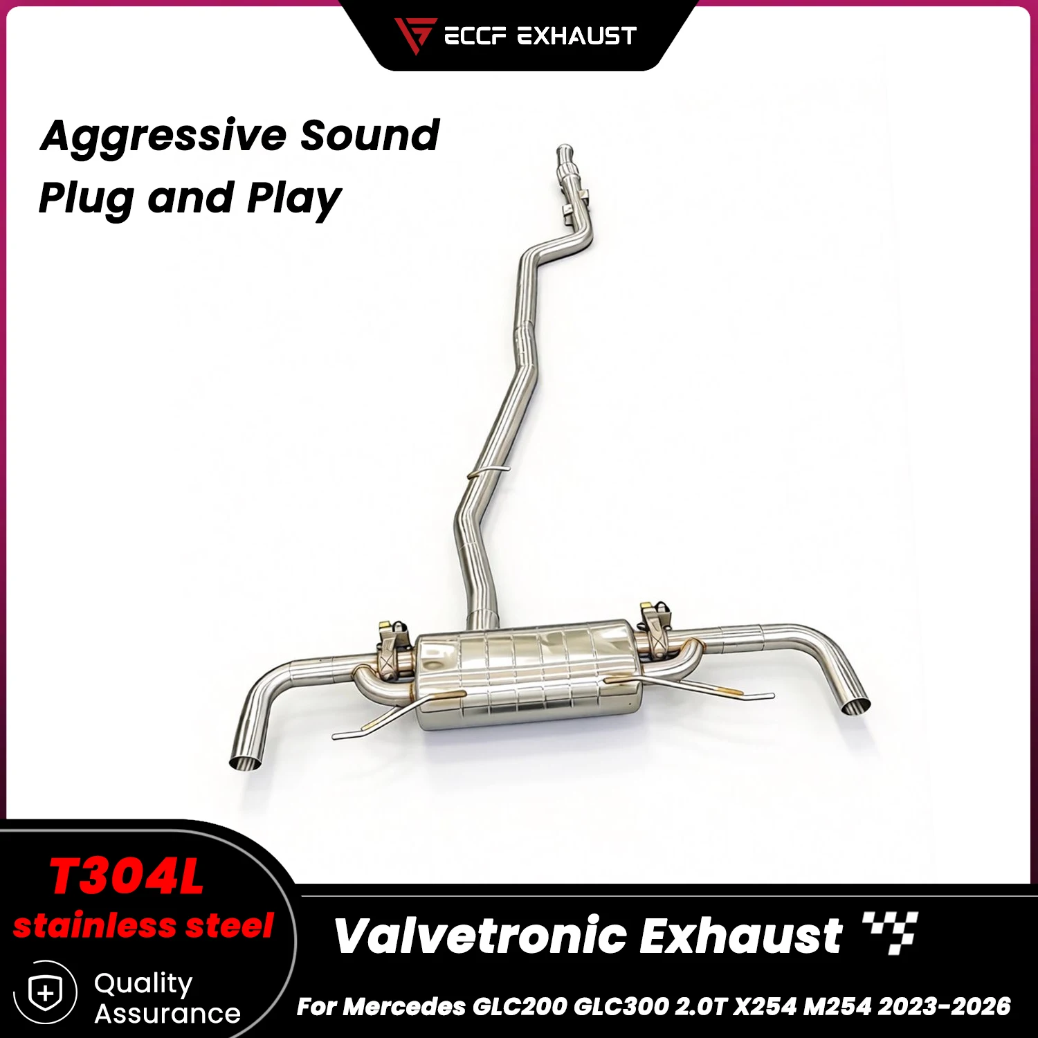 Sporty Valvetronic Exhaust Stainless steel Performance Catback Exhaust for Mercedes GLC200 GLC300 2.0T X254 M254 2023-2026
Sporty Valvetronic Exhaust Stainless steel Performance Catback Exhaust for Mercedes GLC200 GLC300 2.0T X254 M254 2023-2026