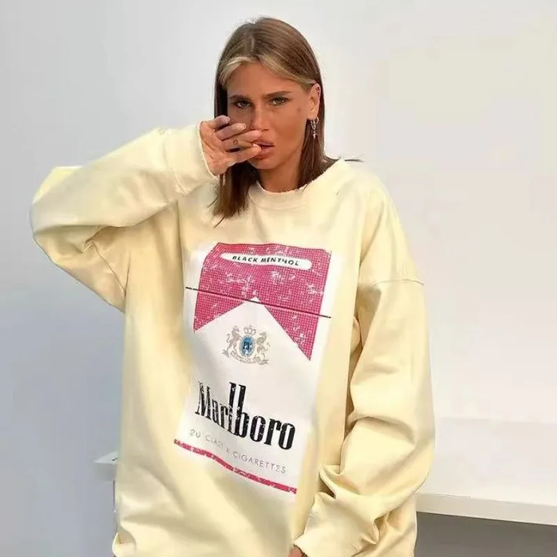 Русские девушки, женщины, толстовки большого размера, футболки с длинными рукавами, пуловер, топ с рисунком в стиле ретро, свободный повседневный уличный топ из чистого хлопка
Русские девушки, женщины, толстовки большого размера, футболки с длинными рукавами, пуловер, топ с рисунком в стиле ретро, свободный повседневный уличный топ из чистого хлопка