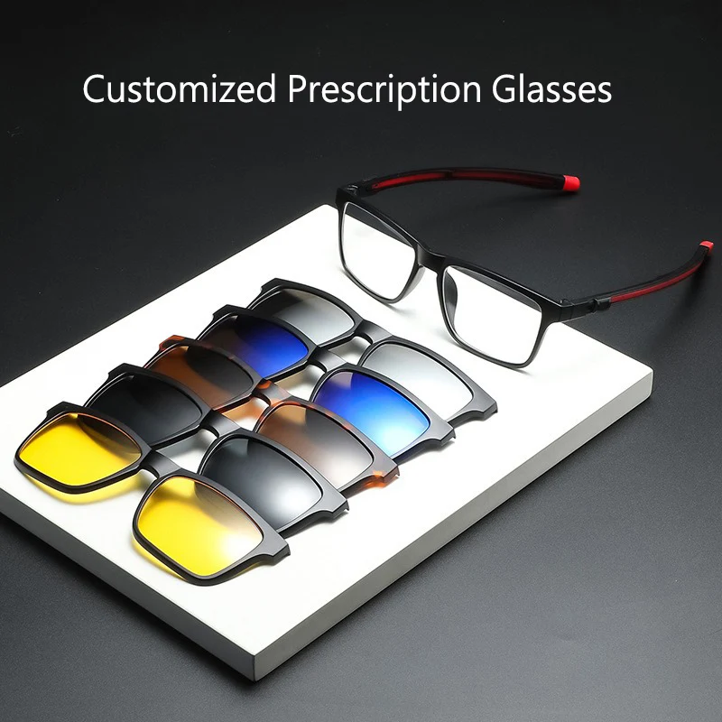 6 In 1 Customize Prescription Glasses Men Women Anti-Blue Light Myopia Hyperopia With 5 PCS Clip On Polarized Sunglasses 2502
6 In 1 Customize Prescription Glasses Men Women Anti-Blue Light Myopia Hyperopia With 5 PCS Clip On Polarized Sunglasses 2502