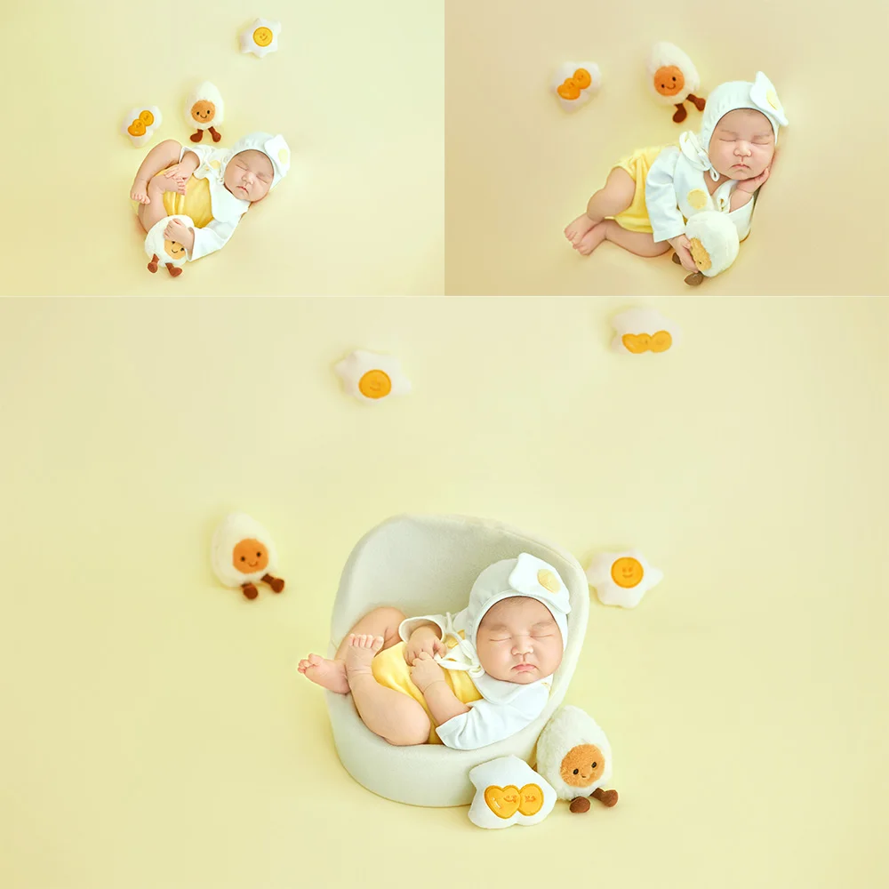 Professional Newborn Milestone Photography Props Cute Fried Egg Costume Soft Plush Egg Doll for Studio Baby First Month Shooting
Professional Newborn Milestone Photography Props Cute Fried Egg Costume Soft Plush Egg Doll for Studio Baby First Month Shooting