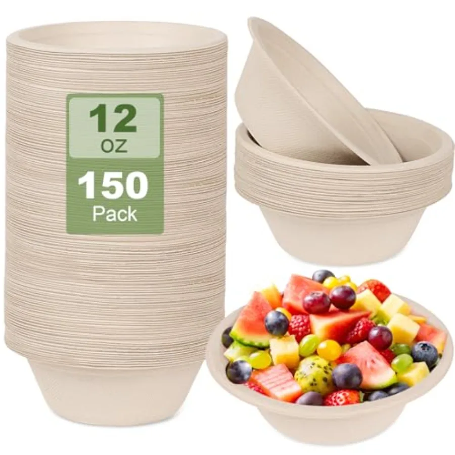 150 Pack Paper Bowls Disposable 12 OZ - Heavy-Duty 100% Compostable Eco-Friendly Biodegradable Soup Bowls, Heat Resistant Bagas
150 Pack Paper Bowls Disposable 12 OZ - Heavy-Duty 100% Compostable Eco-Friendly Biodegradable Soup Bowls, Heat Resistant Bagas