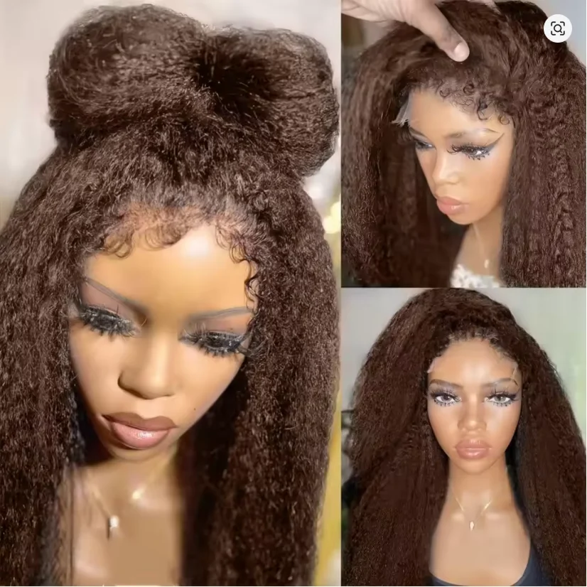 Brown Kinky Straight Lace Front Human Hair Wig for Women Remy Brazilian Hair 180% Density Naturally Pre-plucked Real Human Hair
Brown Kinky Straight Lace Front Human Hair Wig for Women Remy Brazilian Hair 180% Density Naturally Pre-plucked Real Human Hair