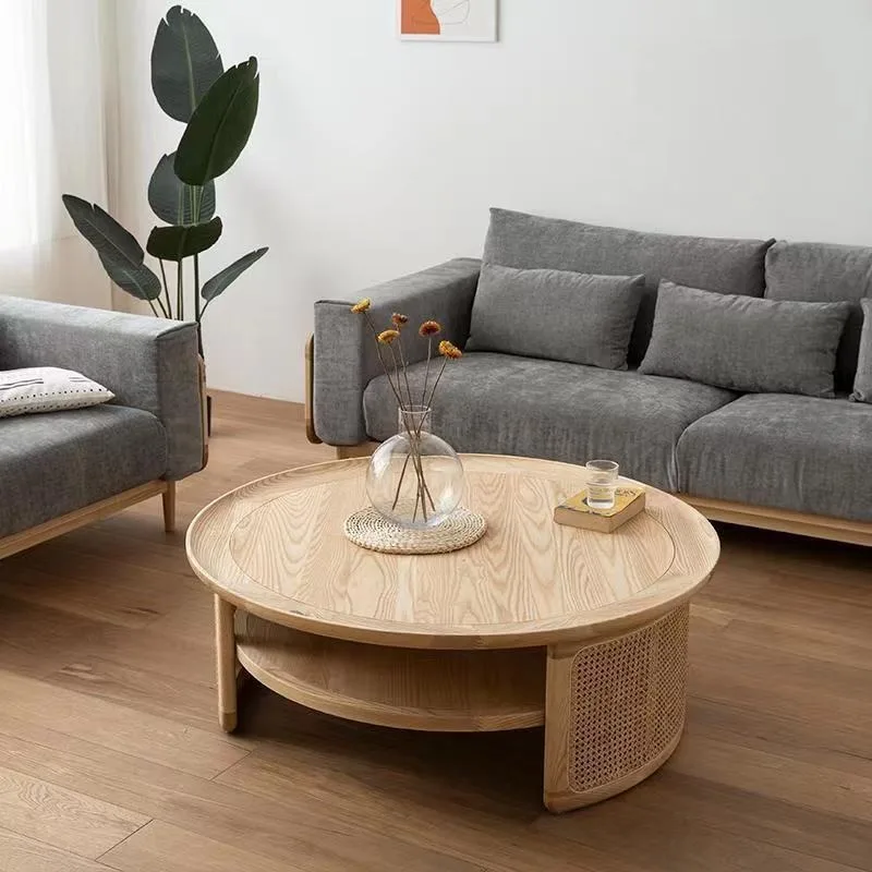 wabi-sabi wind solid wood round coffee table, Japanese-style tatami small apartment, rattan tea table coffee table, storage
wabi-sabi wind solid wood round coffee table, Japanese-style tatami small apartment, rattan tea table coffee table, storage