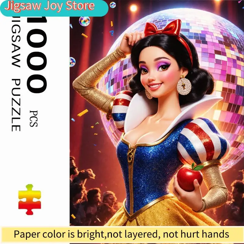 Пазл Disney «Белоснежка» в стиле дискотеки | Сине-желтое классическое платье с красно-белыми кружевными рукавами, красным бантом, крупными серьгами
Пазл Disney «Белоснежка» в стиле дискотеки | Сине-желтое классическое платье с красно-белыми кружевными рукавами, красным бантом, крупными серьгами