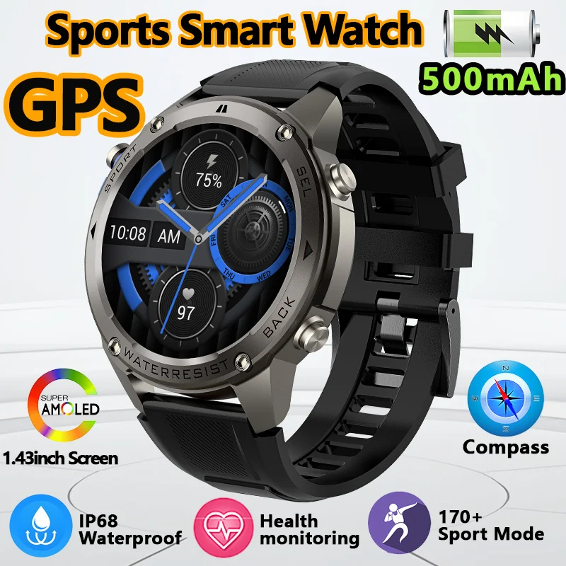 Новинка 2025 года, уличные умные часы, GPS-компас, 500 мАч, большая батарея, 5 АТМ, водонепроницаемые, 170+ спортивных режимов, умные часы для мониторинга здоровья 
Новинка 2025 года, уличные умные часы, GPS-компас, 500 мАч, большая батарея, 5 АТМ, водонепроницаемые, 170+ спортивных режимов, умные часы для мониторинга здоровья
