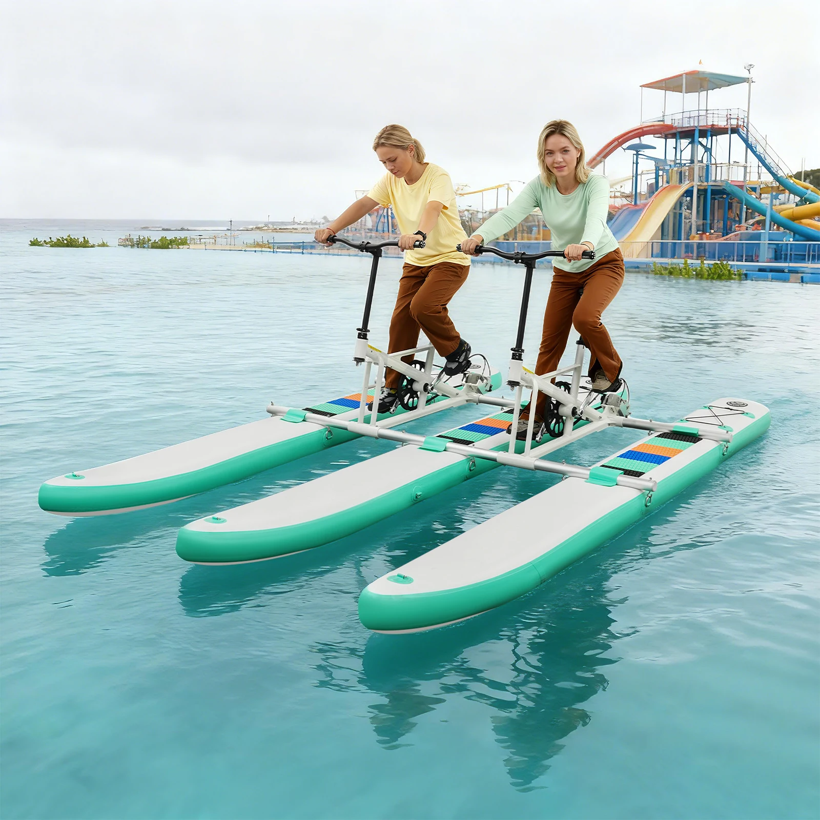 2 Person Inflatable Water Bike, PVC Floating Pedal Pontoon Bike, 180kg Load Capacity, Foldable for Travel & Storage Adjustable Seat for Lake River Water Park Recreation
2 Person Inflatable Water Bike, PVC Floating Pedal Pontoon Bike, 180kg Load Capacity, Foldable for Travel & Storage Adjustable Seat for Lake River Water Park Recreation