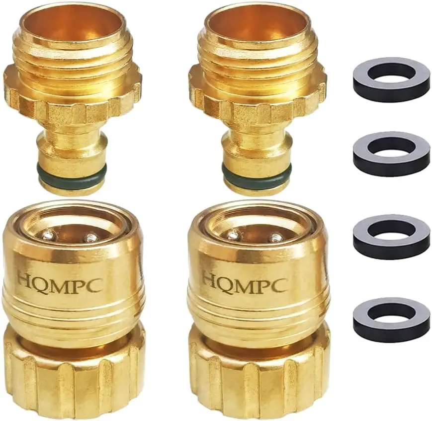 Brass Garden Hose Quick Connect Set 3/4" GHT (2 Sets) - Lead-Free, Durable & Leak-Free
Brass Garden Hose Quick Connect Set 3/4" GHT (2 Sets) - Lead-Free, Durable & Leak-Free